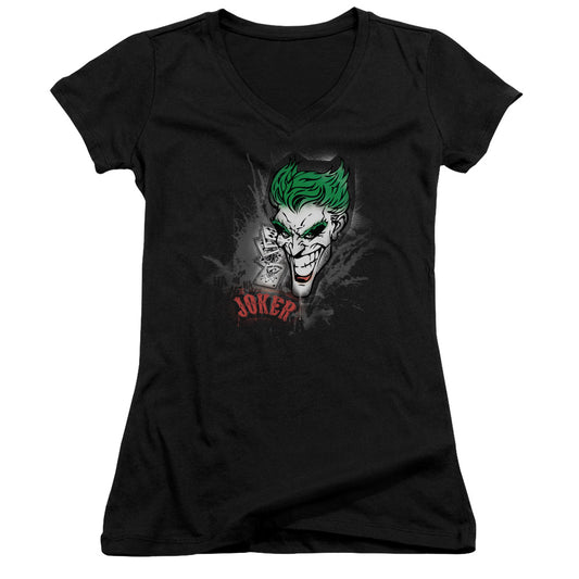 Batman Joker Sprays The City - Junior V-neck - Black