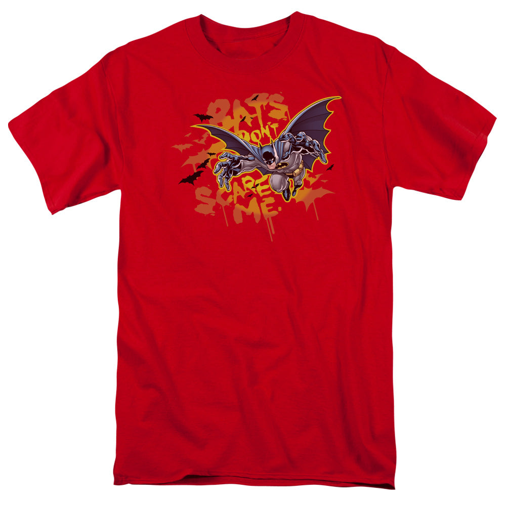 Batman - Bats Dont Scare Me - Short Sleeve Adult 18/1 - Red T-shirt