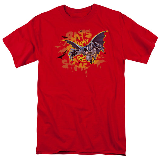 Batman - Bats Dont Scare Me - Short Sleeve Adult 18/1 - Red T-shirt