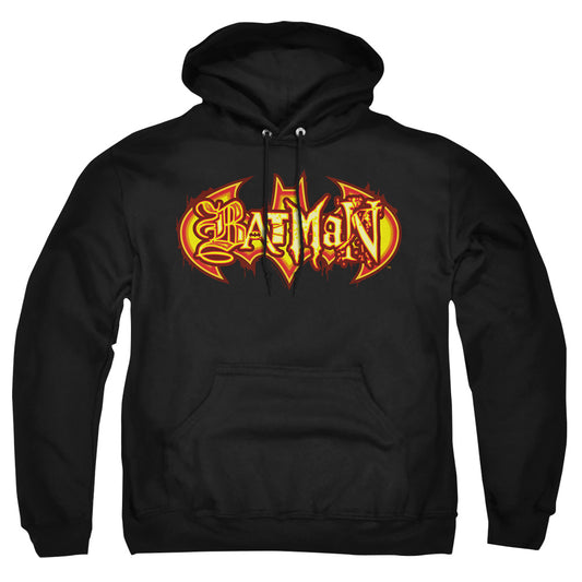 Batman - Fiery Shield - Adult Pull-over Hoodie - Black