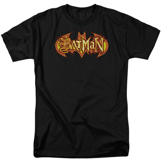 Batman - Fiery Shield - Short Sleeve Adult 18/1 - Black T-shirt