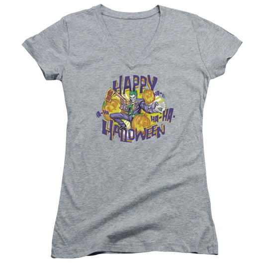 Batman - Ha Ha Halloween - Junior V-neck - Athletic Heather