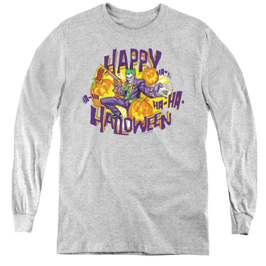 Batman - Ha Ha Halloween - Youth Long Sleeve Tee - Athletic Heather