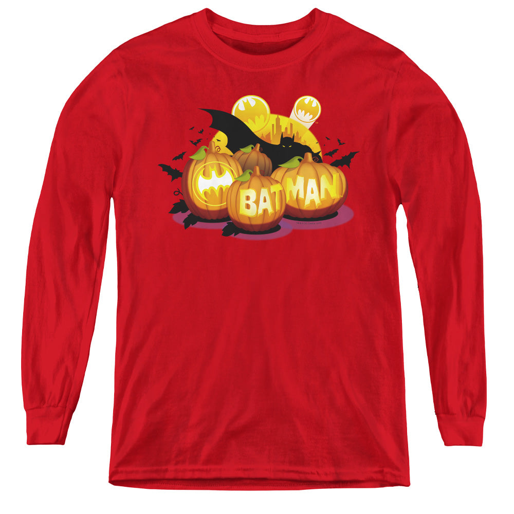 Batman - Bat O Lanterns - Youth Long Sleeve Tee - Red