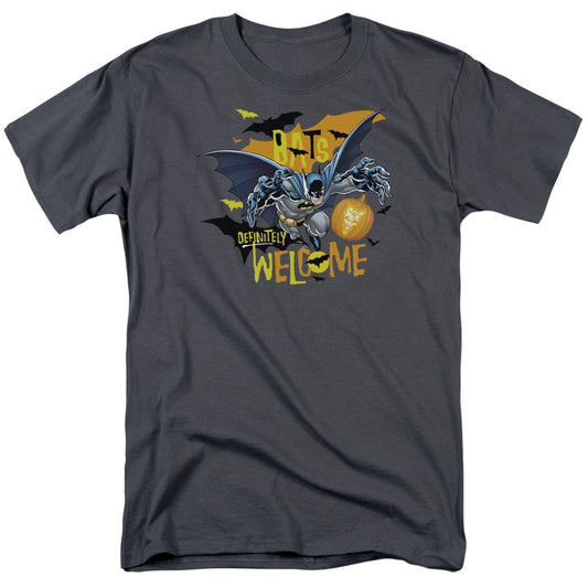 Batman - Bats Welcome - Short Sleeve Adult 18/1 - Charcoal T-shirt