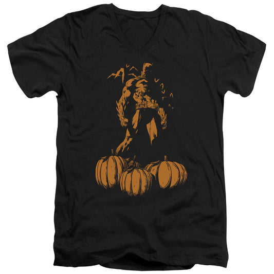 Batman - A Bat Among Pumpkins - Short Sleeve Adult V-neck - Black T-shirt