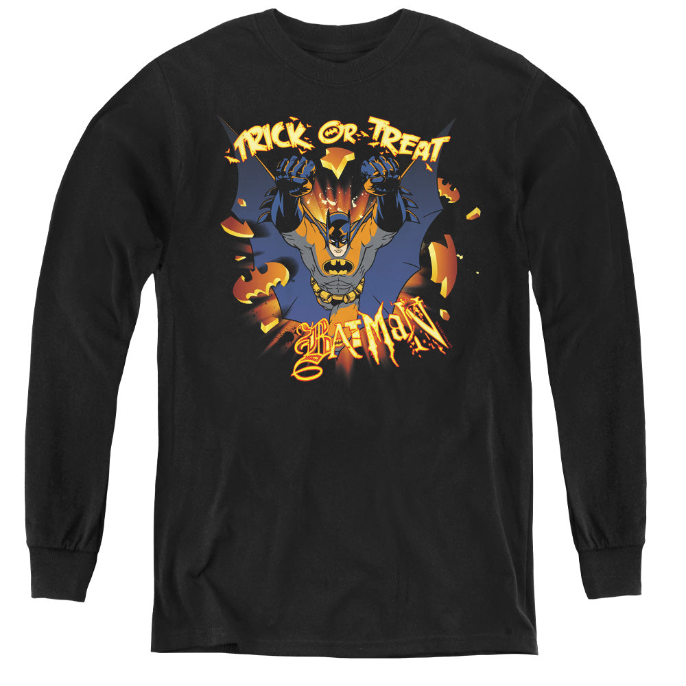 Batman - Pumpkin Burst - Youth Long Sleeve Tee - Black