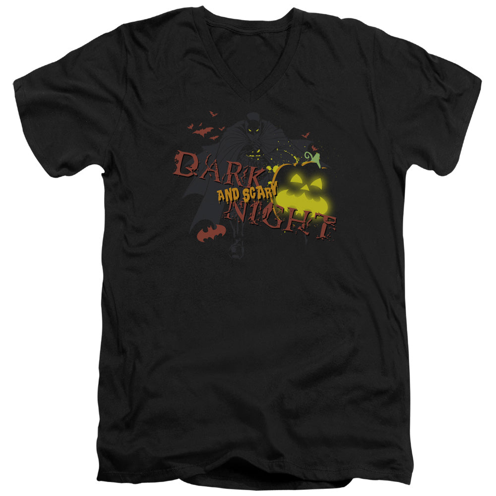 Batman - Dark And Scary Night - Short Sleeve Adult V-neck - Black T-shirt