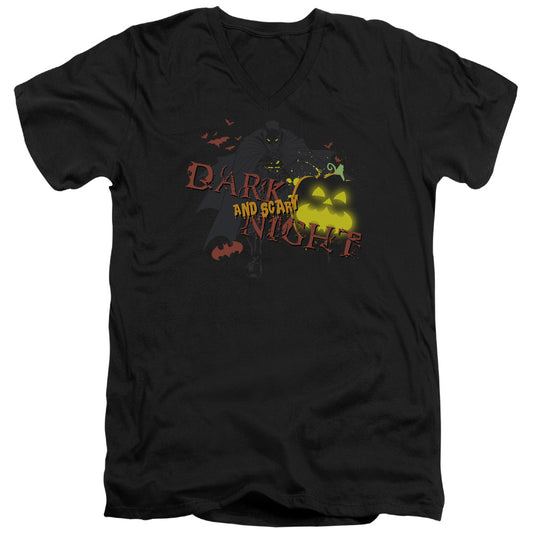 Batman - Dark And Scary Night - Short Sleeve Adult V-neck - Black T-shirt