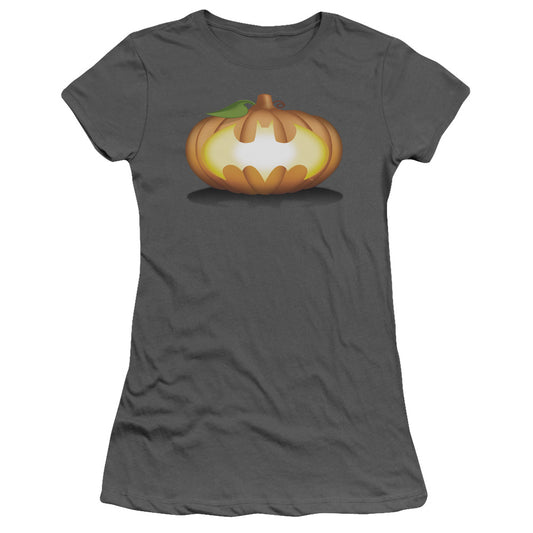 Batman - Bat Pumpkin Logo - Short Sleeve Junior Sheer - Charcoal T-shirt
