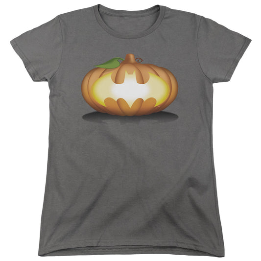 Batman - Bat Pumpkin Logo - Short Sleeve Womens Tee - Charcoal T-shirt