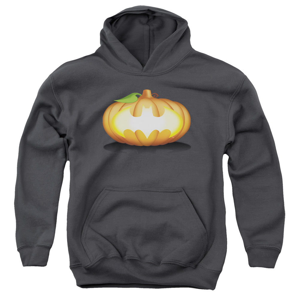 Batman - Bat Pumpkin Logo - Youth Pull-over Hoodie - Charcoal