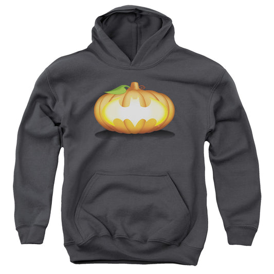 Batman - Bat Pumpkin Logo - Youth Pull-over Hoodie - Charcoal