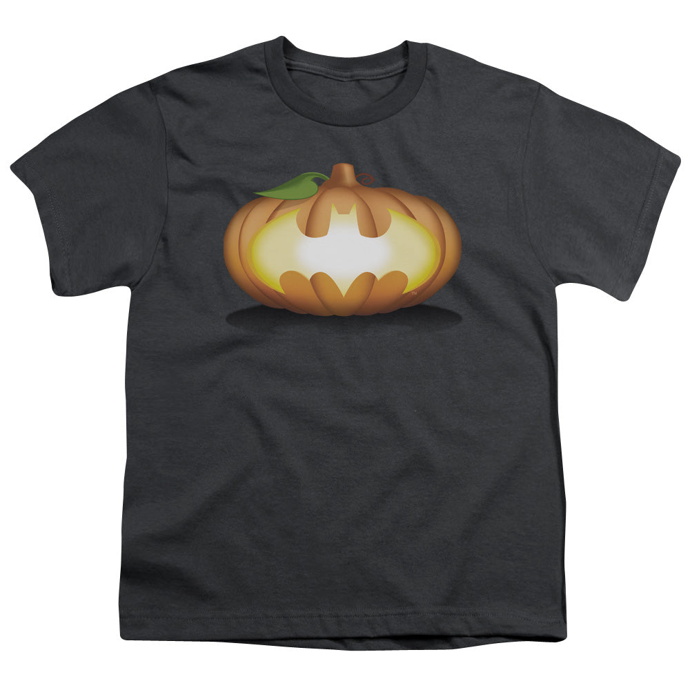 Batman - Bat Pumpkin Logo - Short Sleeve Youth 18/1 - Charcoal T-shirt