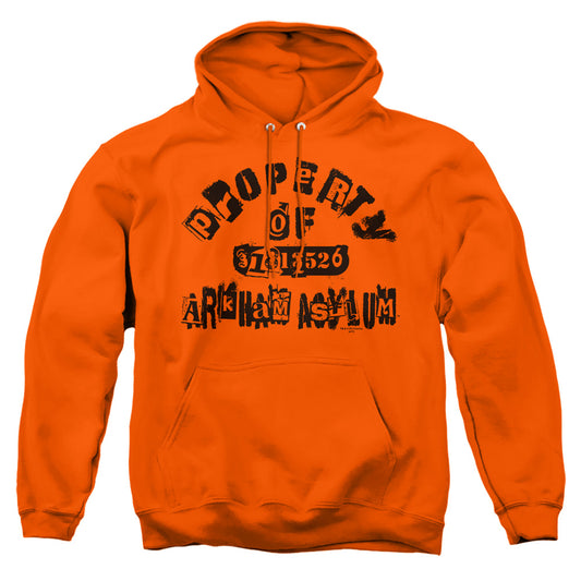 Batman - Property Of Arkham - Adult Pull-over Hoodie - Orange