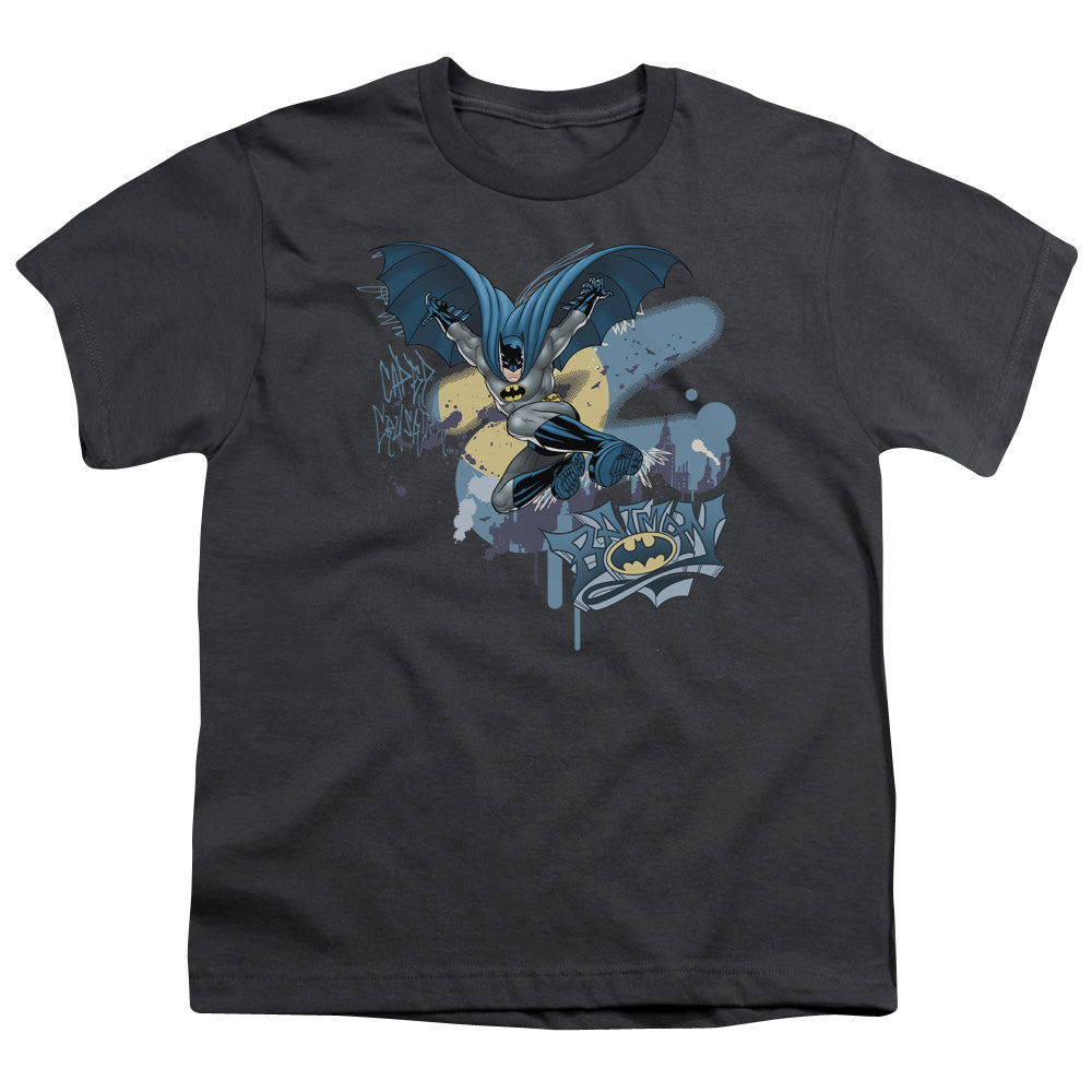 Batman - Into The Night - Short Sleeve Youth 18/1 - Charcoal T-shirt