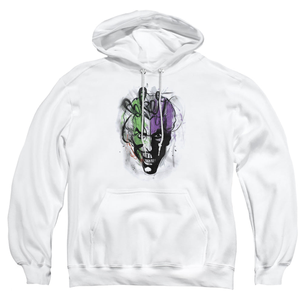Batman - Joker Airbrush - Adult Pull-over Hoodie - White
