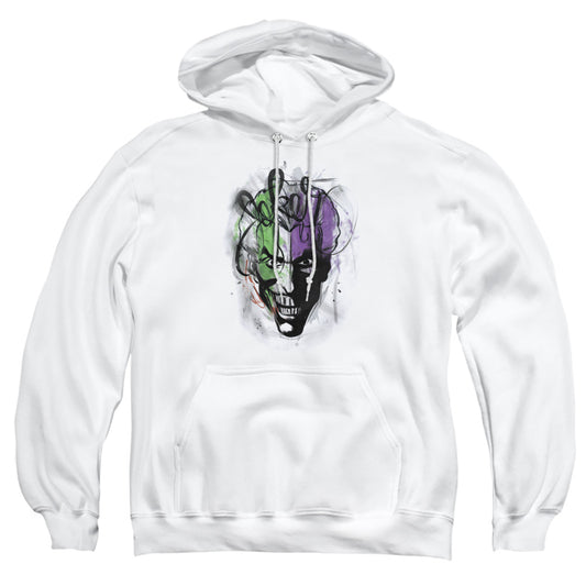 Batman - Joker Airbrush - Adult Pull-over Hoodie - White