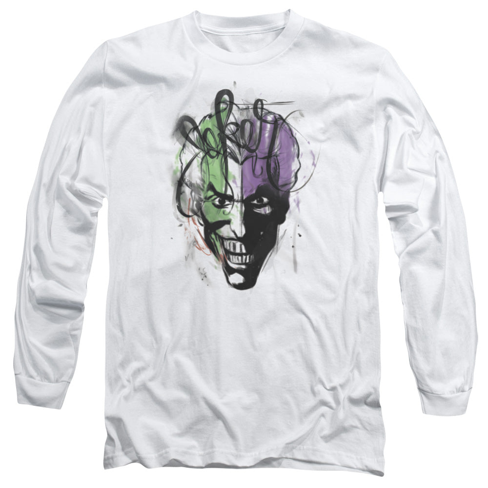 Batman - Joker Airbrush - Long Sleeve Adult 18/1 - White T-shirt
