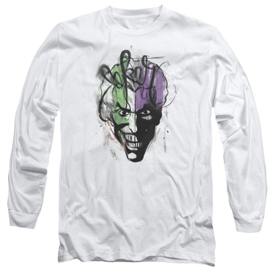 Batman - Joker Airbrush - Long Sleeve Adult 18/1 - White T-shirt