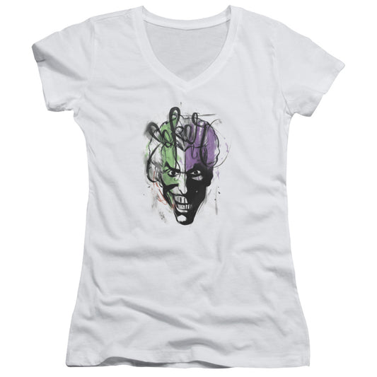 Batman - Joker Airbrush - Junior V-neck - White
