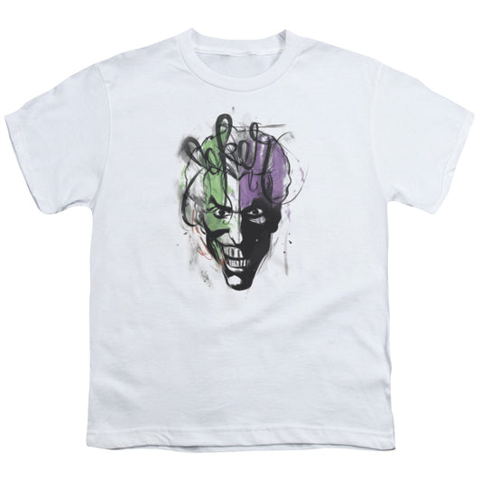 Batman - Joker Airbrush - Short Sleeve Youth 18/1 - White T-shirt
