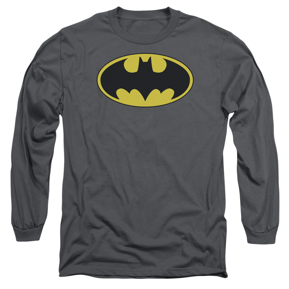 Batman - Classic Bat Logo - Long Sleeve Adult 18/1 - Charcoal T-shirt