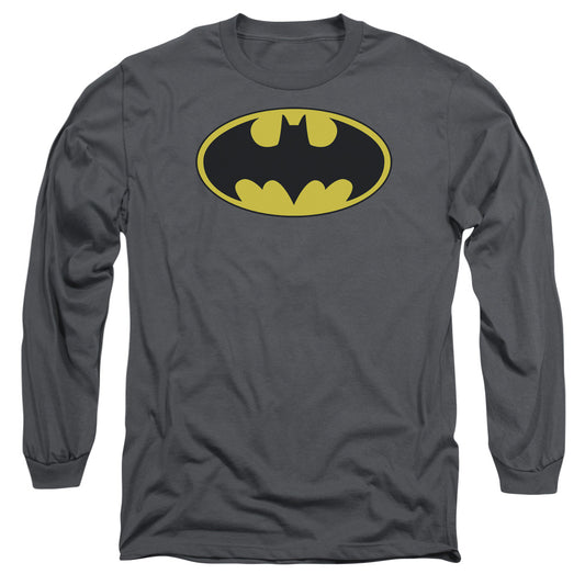 Batman - Classic Bat Logo - Long Sleeve Adult 18/1 - Charcoal T-shirt