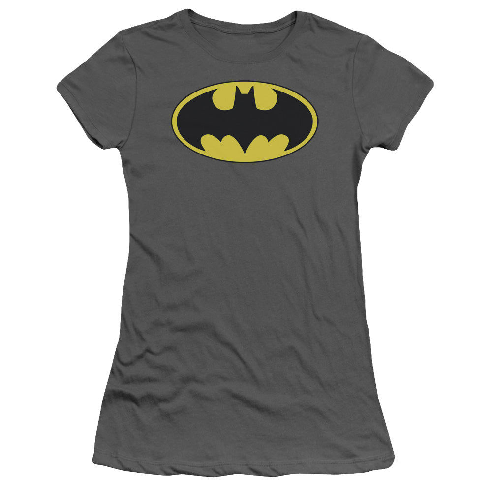 Batman - Classic Bat Logo - Short Sleeve Junior Sheer - Charcoal T-shirt