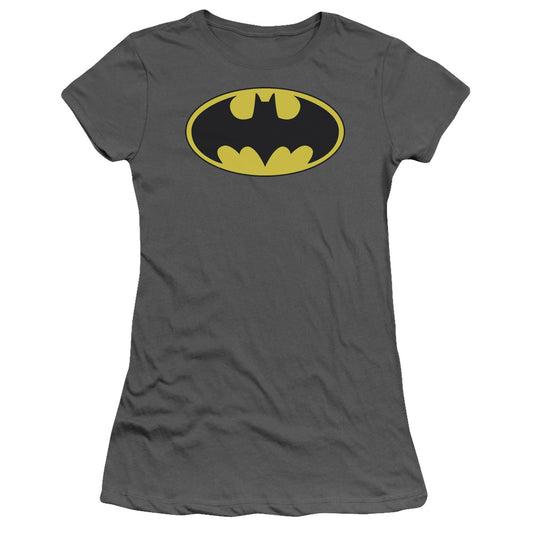 Batman - Classic Bat Logo - Short Sleeve Junior Sheer - Charcoal T-shirt
