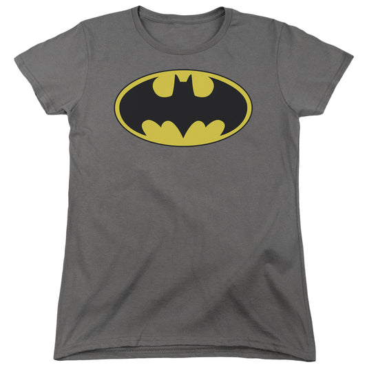 Batman - Classic Bat Logo - Short Sleeve Womens Tee - Charcoal T-shirt