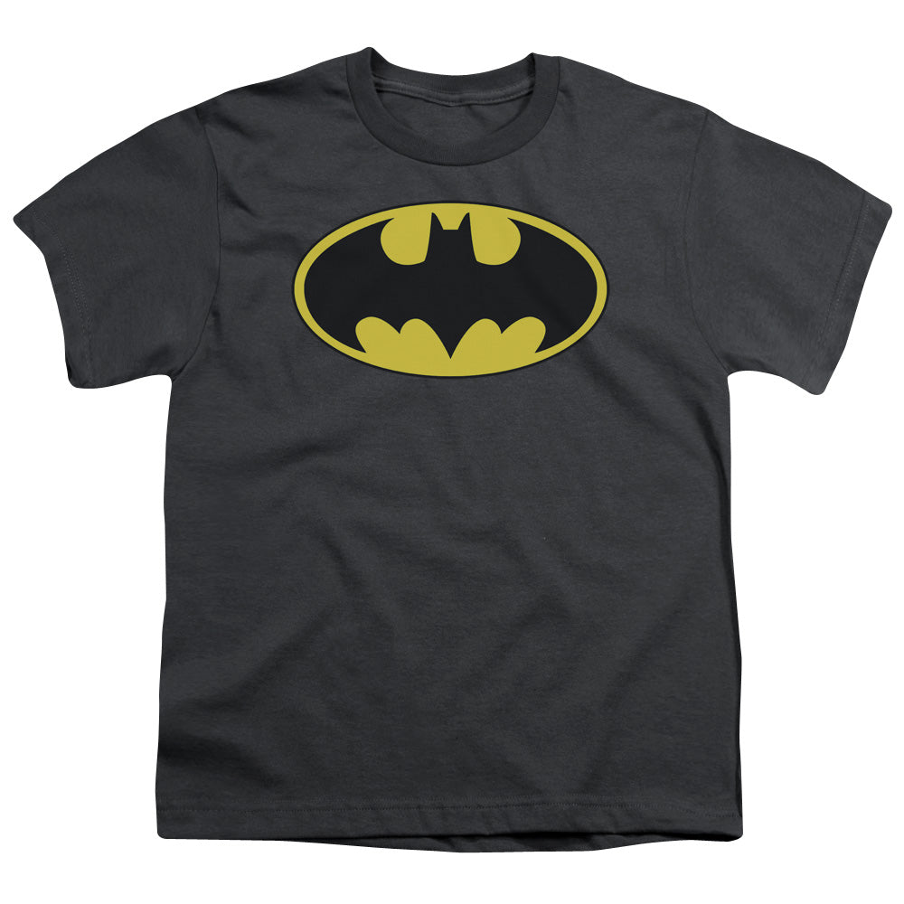 Batman - Classic Bat Logo - Short Sleeve Youth 18/1 - Charcoal T-shirt