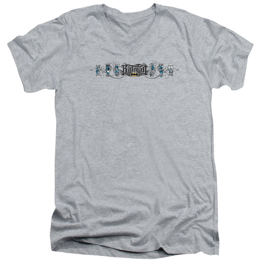 Batman - Skateboard Bats - Short Sleeve Adult V-neck - Athletic Heather T-shirt