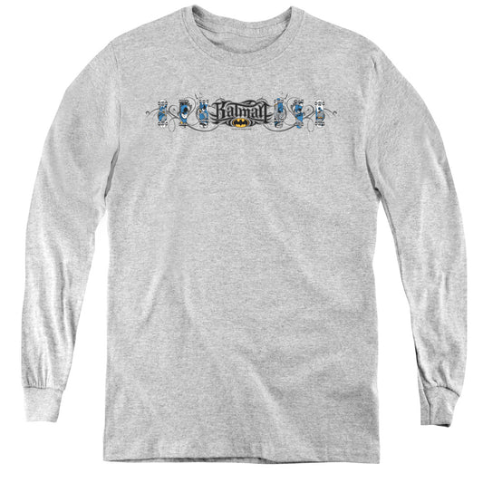 Batman - Skateboard Bats - Youth Long Sleeve Tee - Athletic Heather