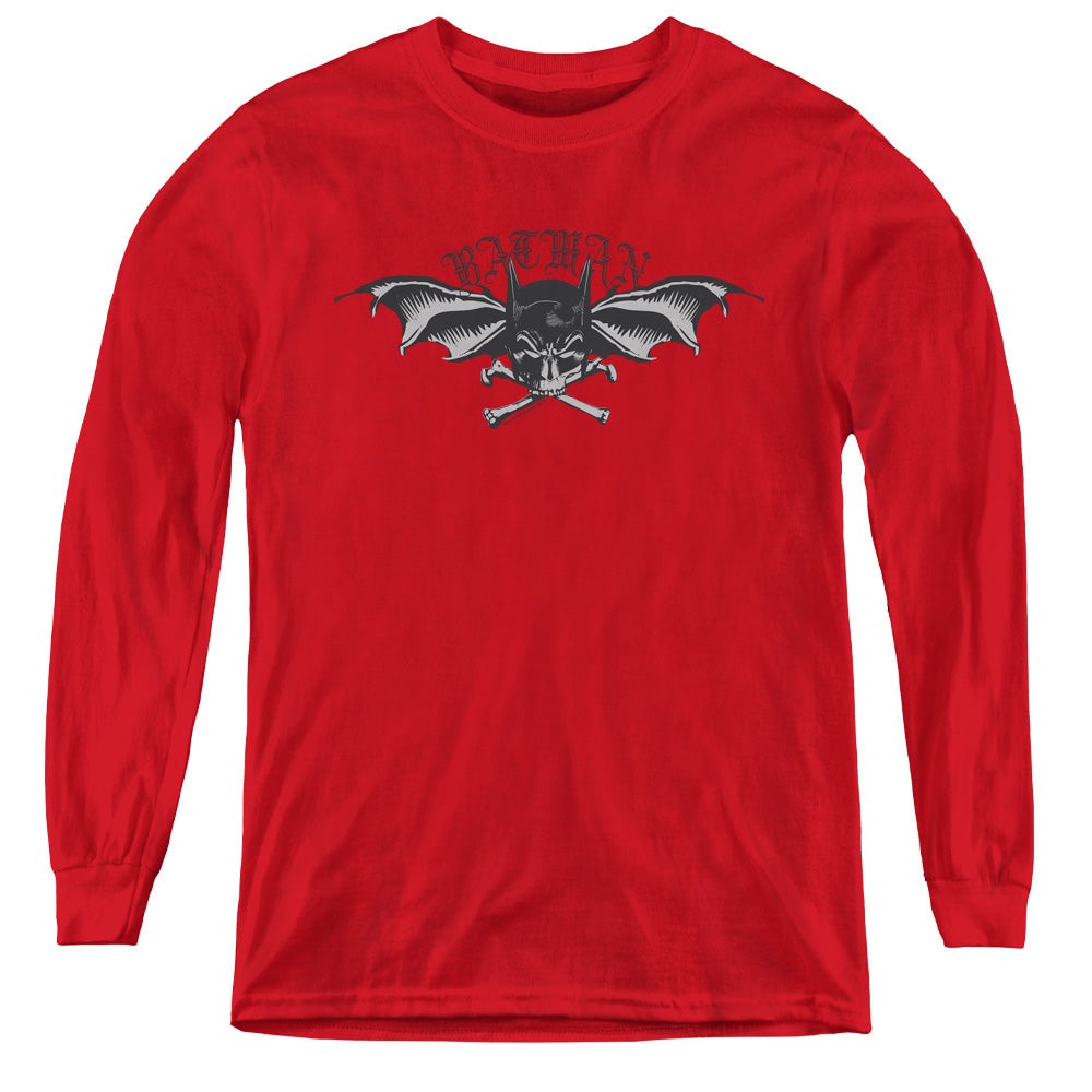 Batman - Wings Of Wrath - Youth Long Sleeve Tee - Red