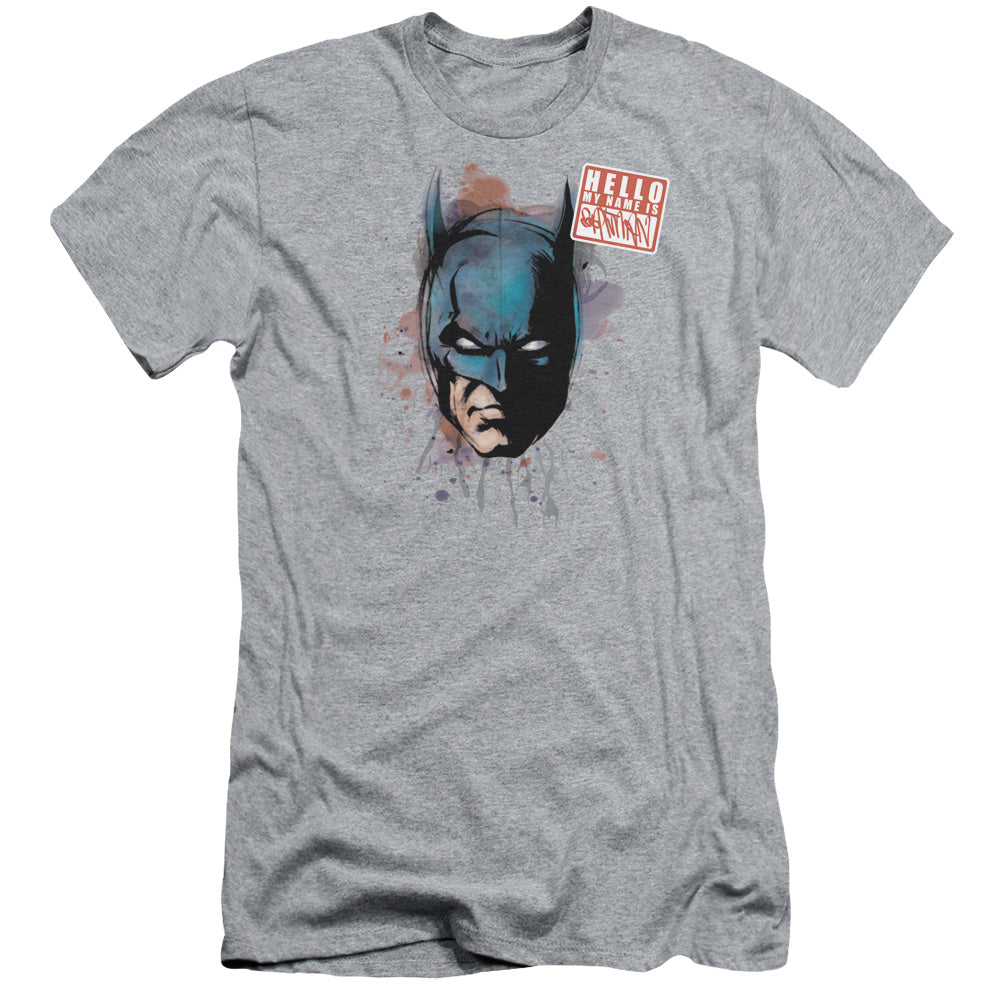 Batman - Hello - Short Sleeve Adult 30/1 - Athletic Heather T-shirt