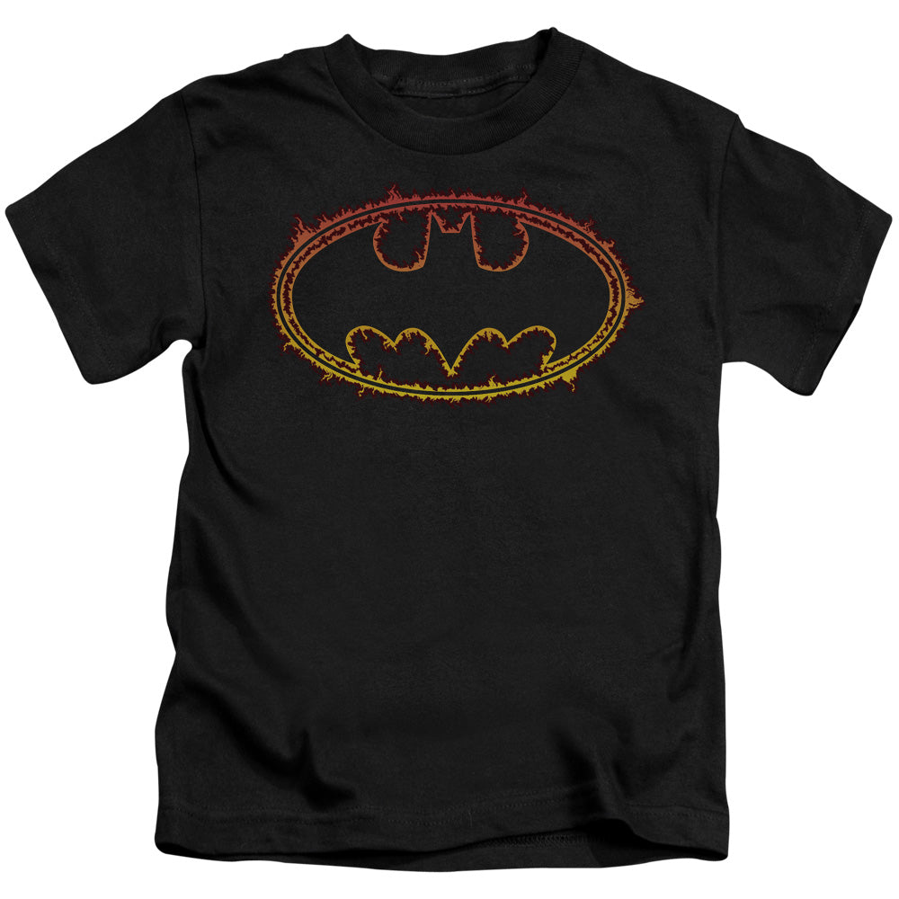 BATMAN FLAME OUTLINED LOGO - S/S JUVENILE 18/1 - BLACK - T-Shirt