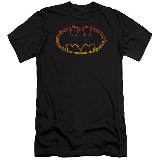 Batman - Flame Outlined Logo-premuim Canvas Adult Slim Fit 30/1 - Black