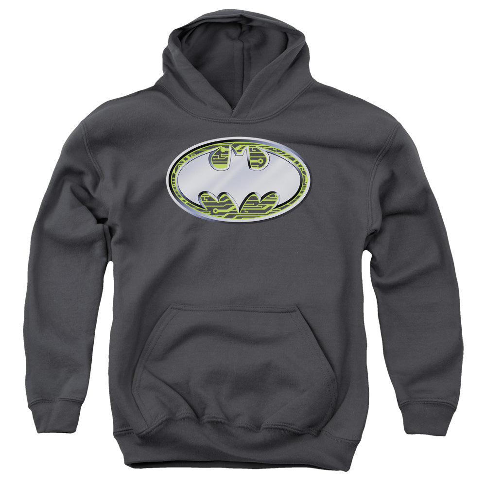 Batman - Circuits Logo - Youth Pull-over Hoodie - Charcoal