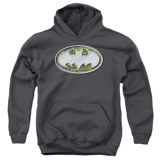 Batman - Circuits Logo - Youth Pull-over Hoodie - Charcoal