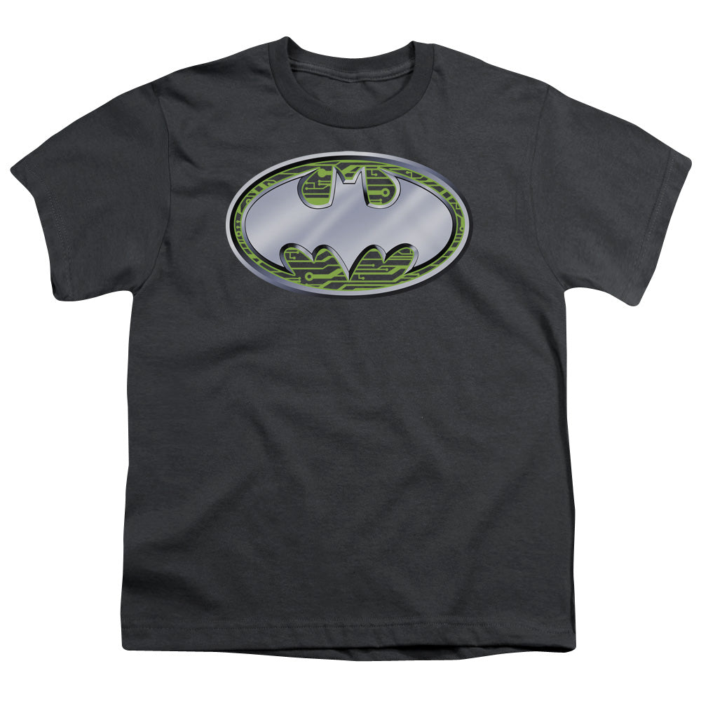 Batman - Circuits Logo - Short Sleeve Youth 18/1 - Charcoal T-shirt