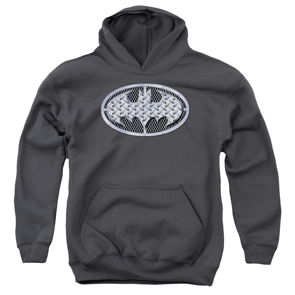 Batman - Steel Mesh Shield - Youth Pull-over Hoodie - Charcoal