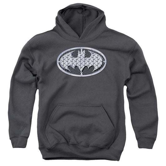 Batman - Steel Mesh Shield - Youth Pull-over Hoodie - Charcoal