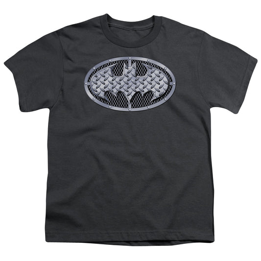 Batman - Steel Mesh Shield - Short Sleeve Youth 18/1 - Charcoal T-shirt