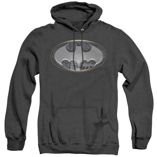 Batman - Steel Wall Shield - Adult Heather Hoodie - Black