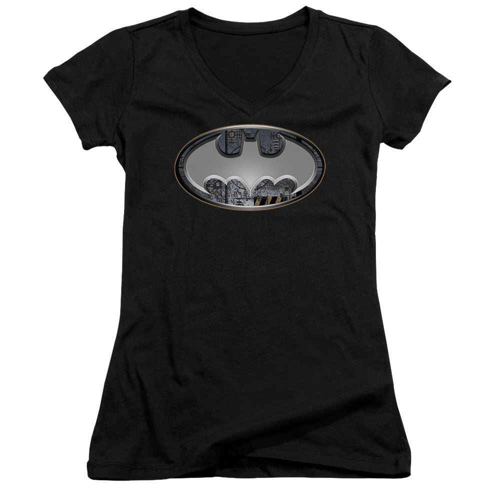 Batman - Steel Wall Shield - Junior V-neck - Black