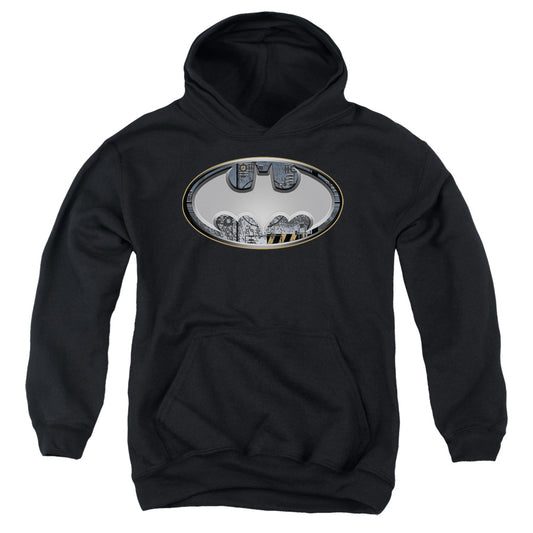 Batman - Steel Wall Shield - Youth Pull-over Hoodie - Black
