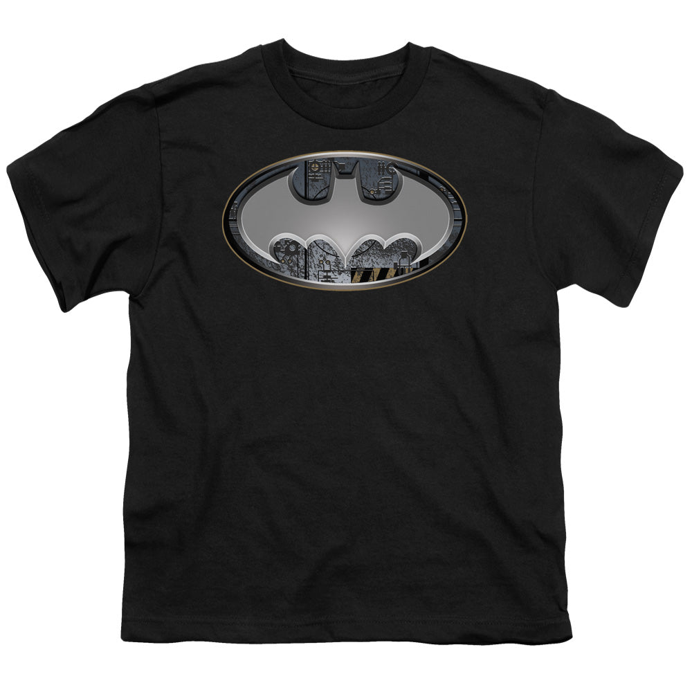 BATMAN STEEL WALL SHIELD - S/S YOUTH 18/1 - BLACK T-Shirt