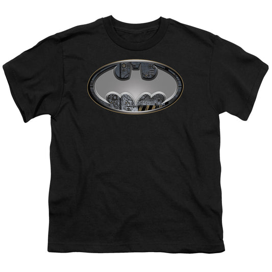 BATMAN STEEL WALL SHIELD - S/S YOUTH 18/1 - BLACK T-Shirt