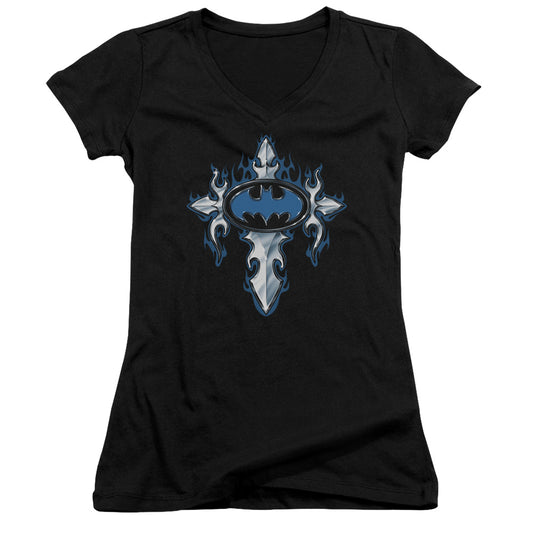 Batman - Gothic Steel Logo - Junior V-neck - Black